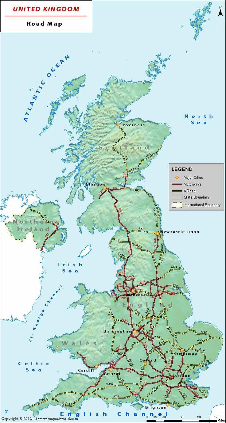 Autobahn-Netzwerk-Karte, Großbritannien