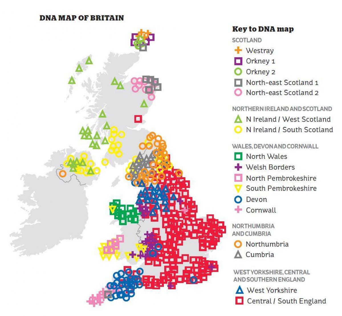 die genetische Karte von Großbritannien