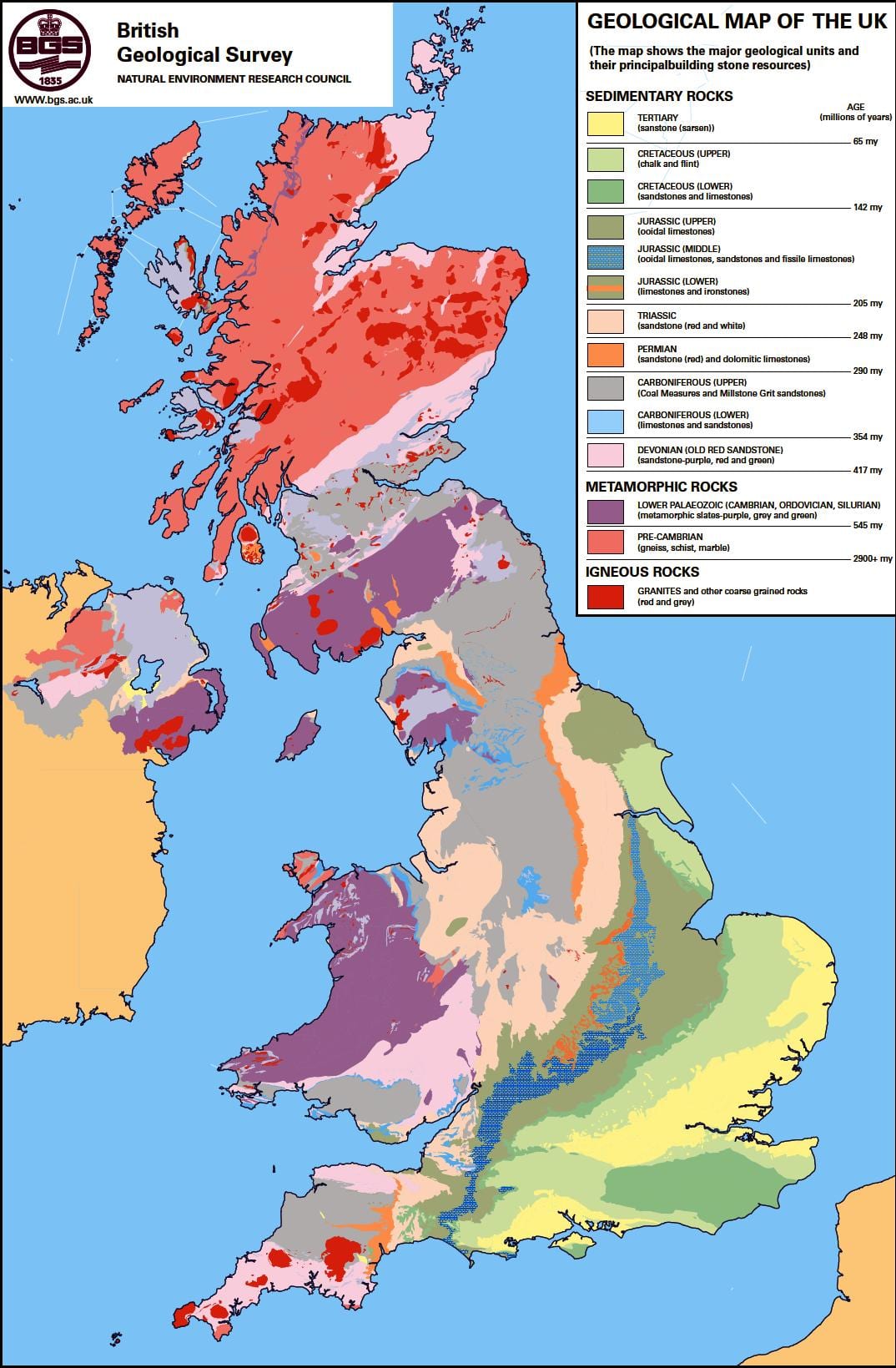 geologische Karte von Großbritannien