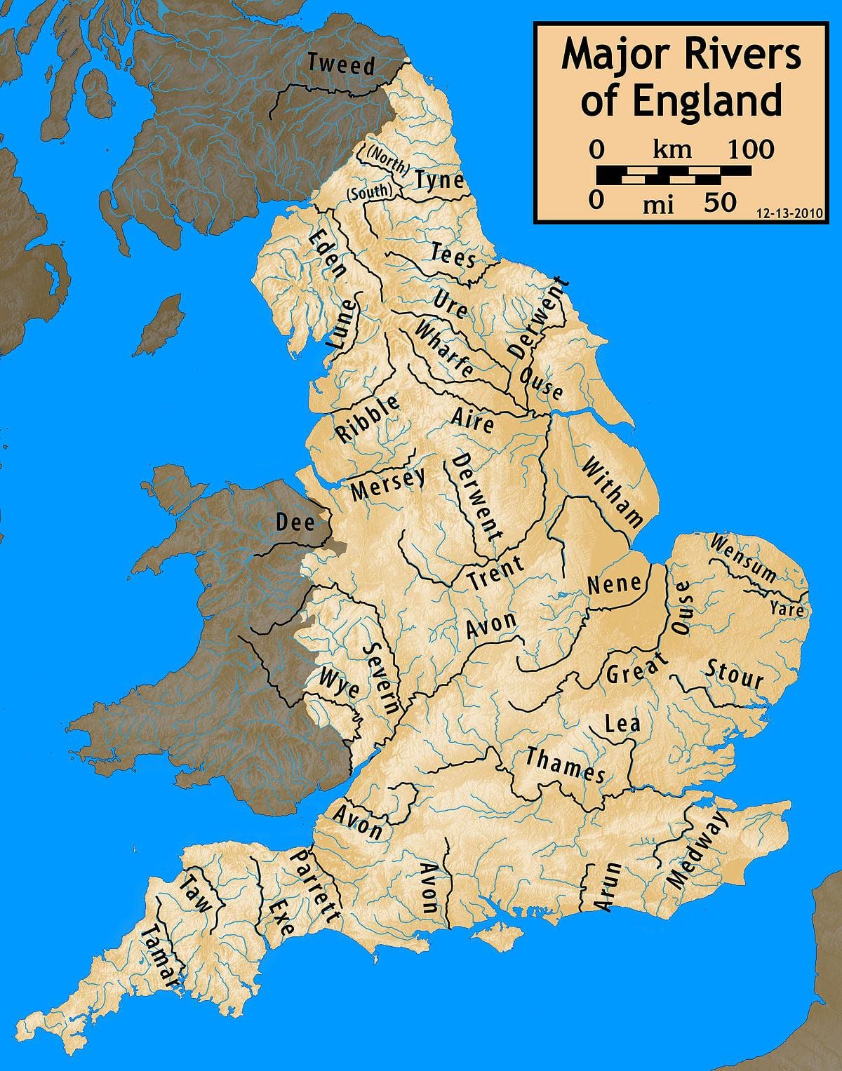 Karte von Großbritannien Flüsse