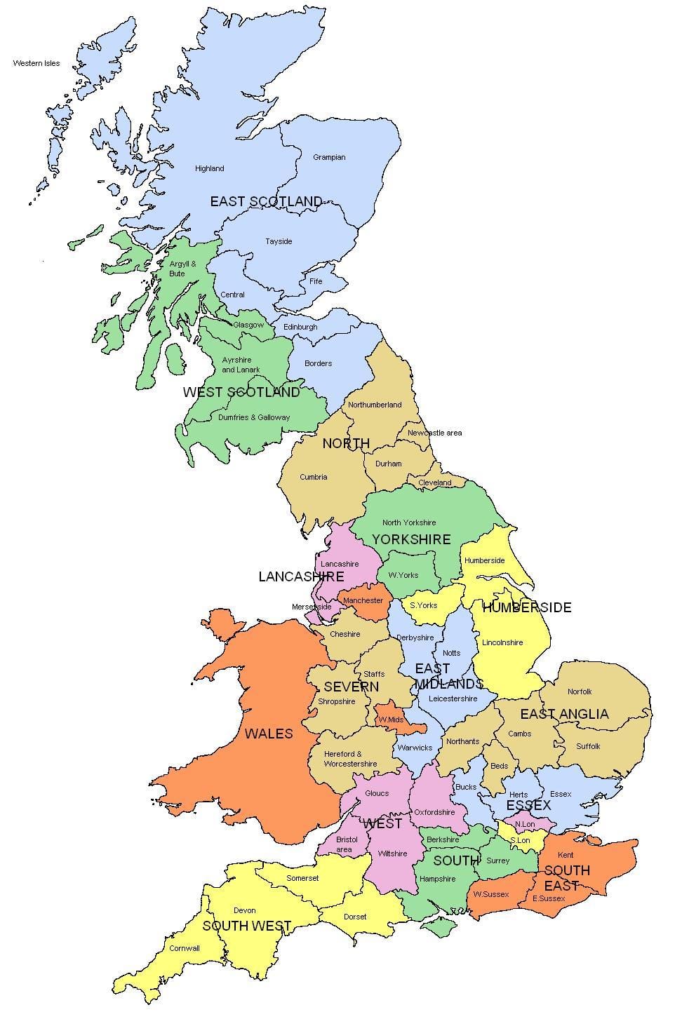 große Karte von Großbritannien