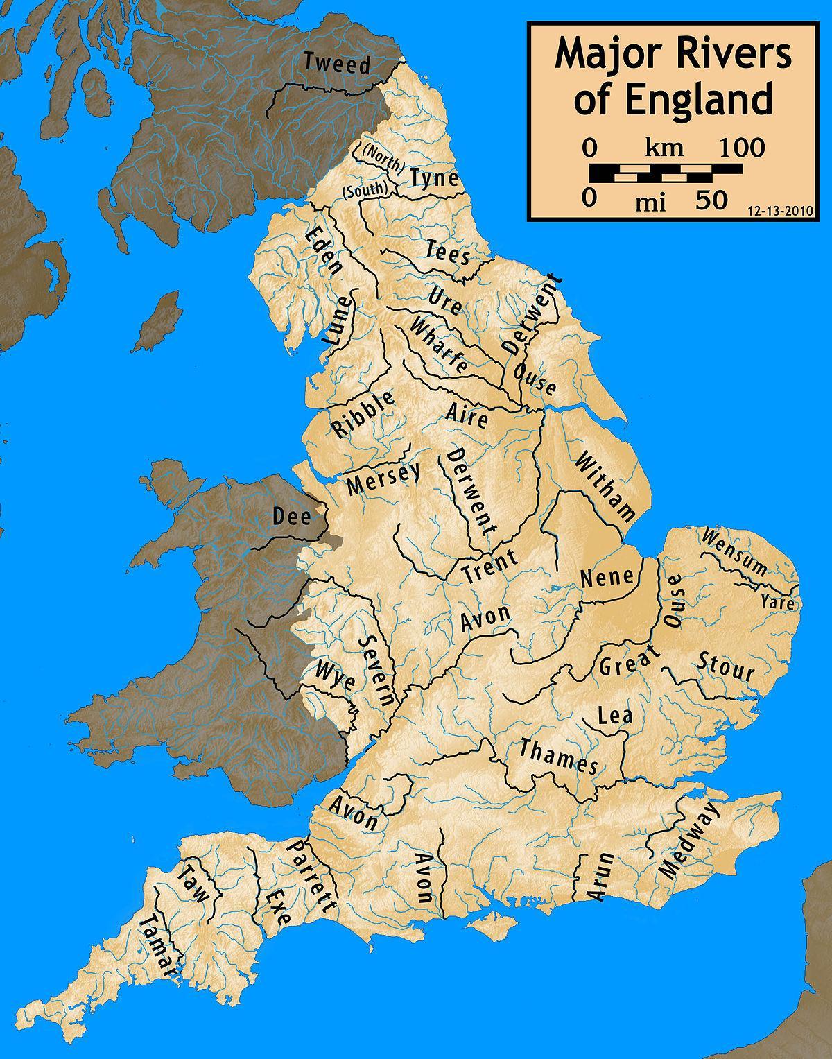 UK Rivers Map - Karte Von Großbritannien Flüsse (Northern Europe - Europa)