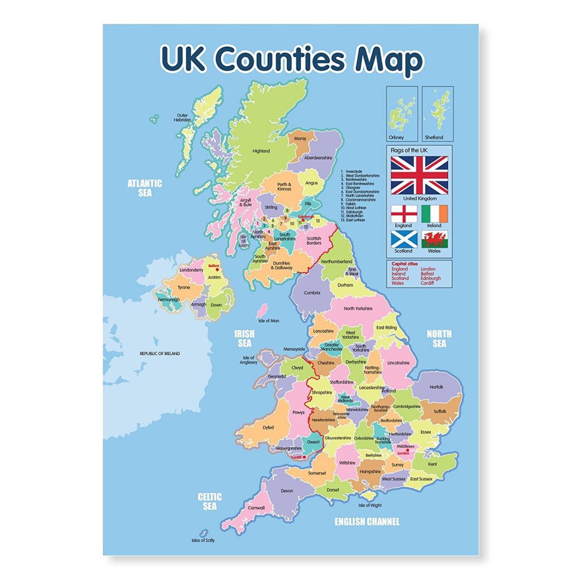 Karte von Großbritannien und Landkreise - Karte von England mit den