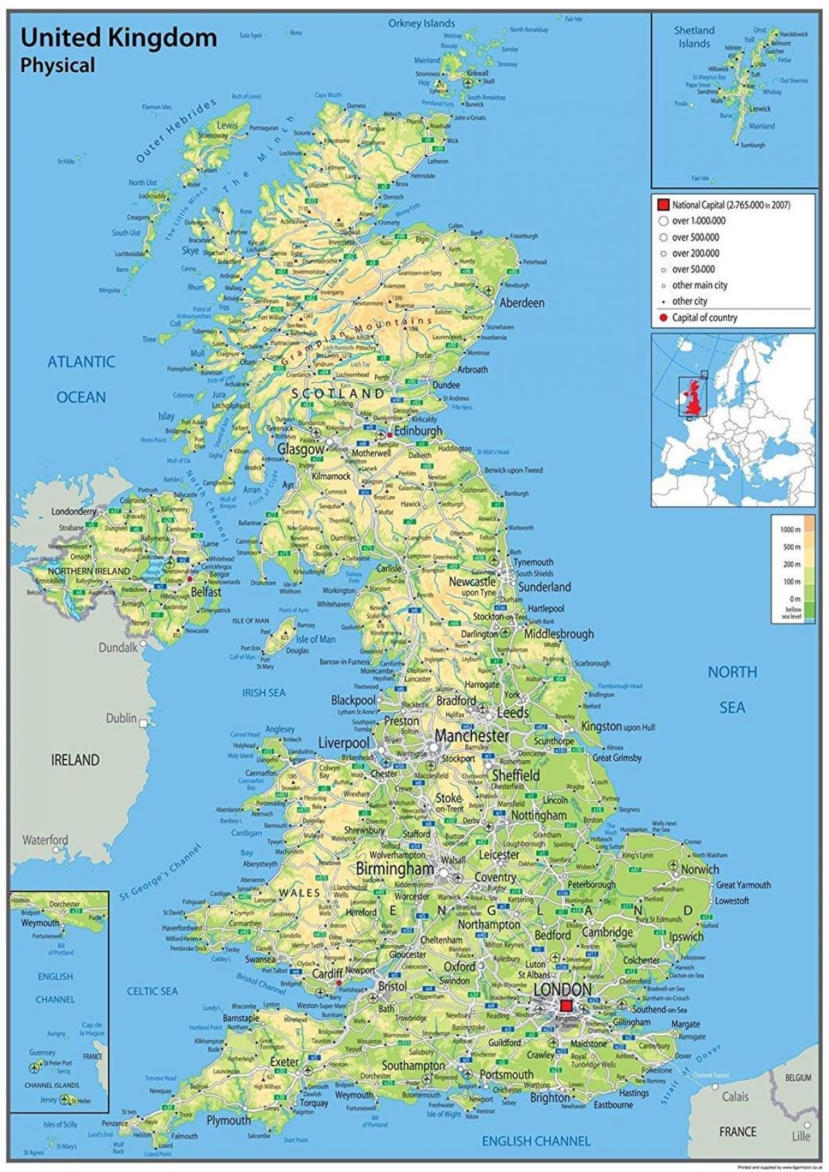 Lidar Karten Grossbritannien Karte Von Grossbritannien Zeigt Stadte Und Metropolen Nordeuropa Europa