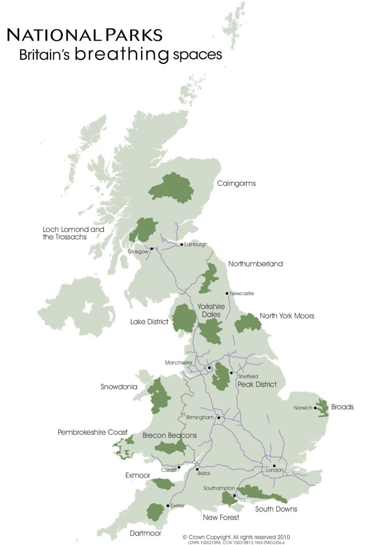 Karte von der UK national parks
