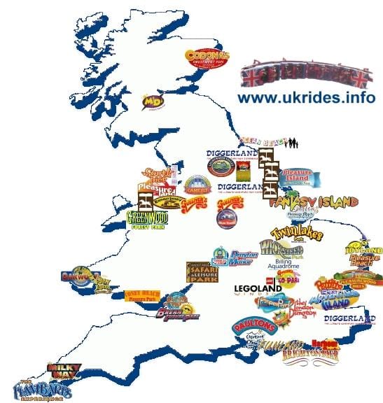 Karte von UK Themenparks