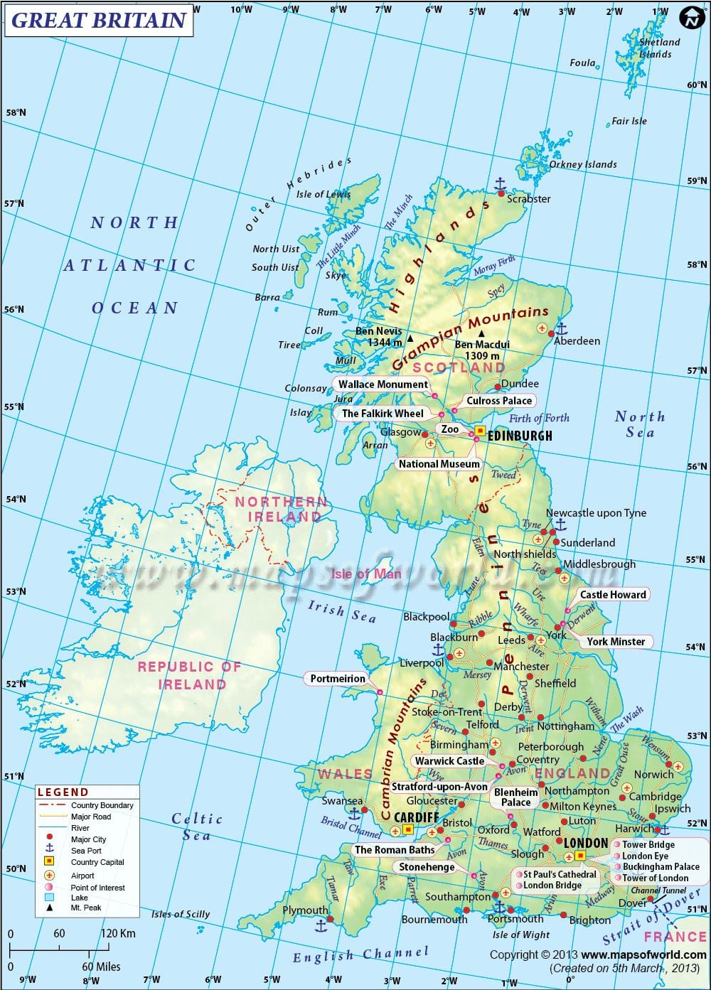 Großbritanniens Kanal Netzwerk-Karte