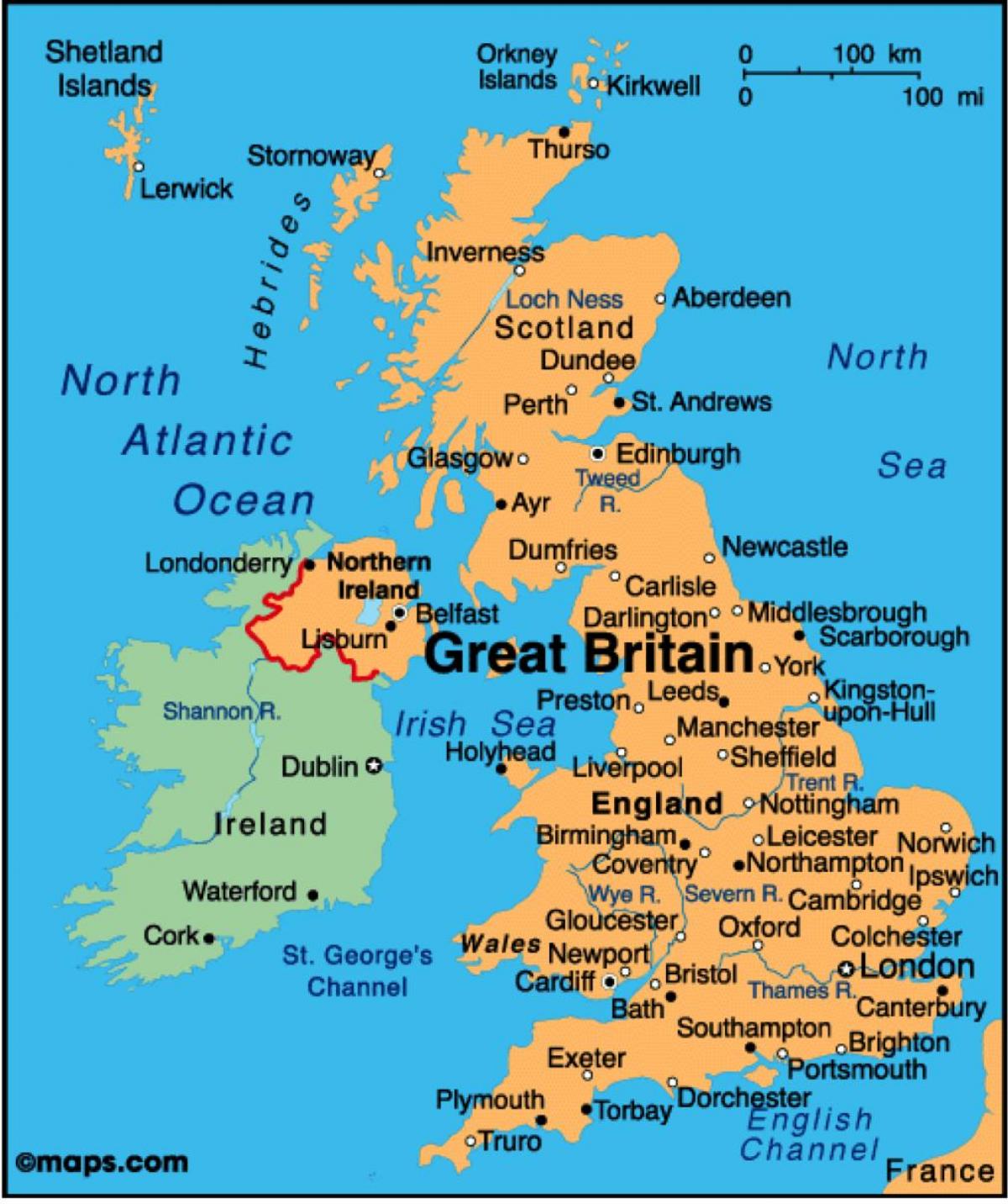 Uk Maps Karte Anzeigen Von Grossbritannien Northern Europe Europa