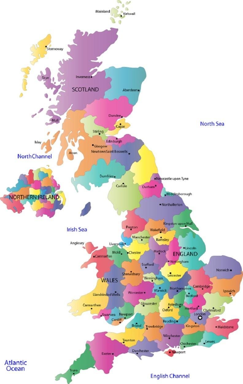 detaillierte Karte von Großbritannien