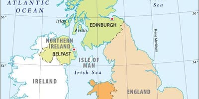 Karte von Großbritannien, die zeigen Hauptstädte